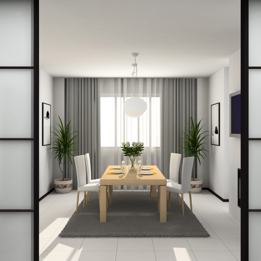 Интерьер светлой столовой