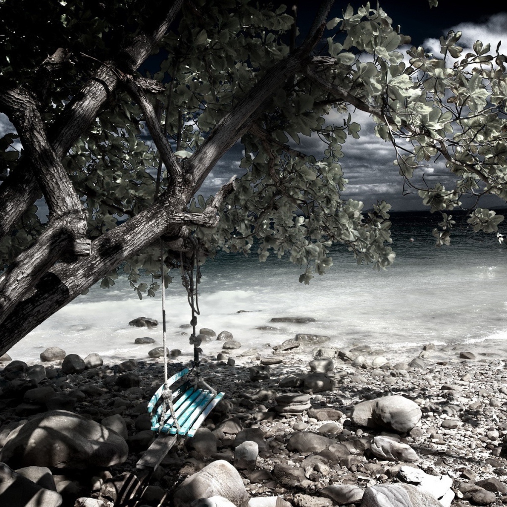 Качели на берегу моря