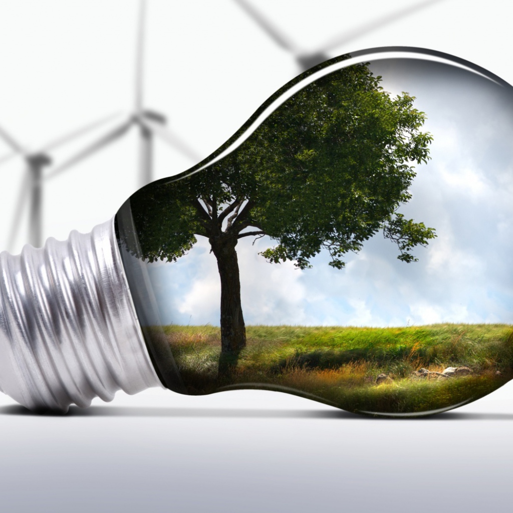 Лампочка природа и ветряки