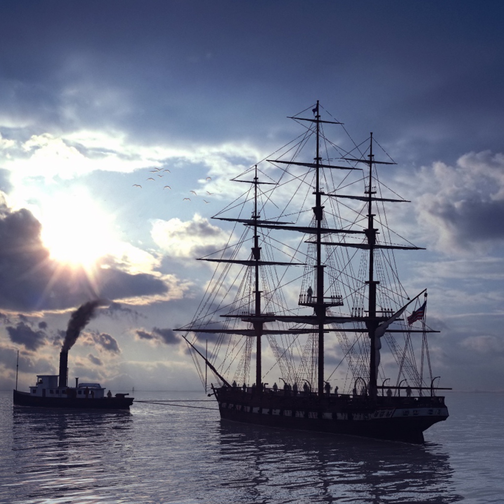 Трехмачтовый парусник