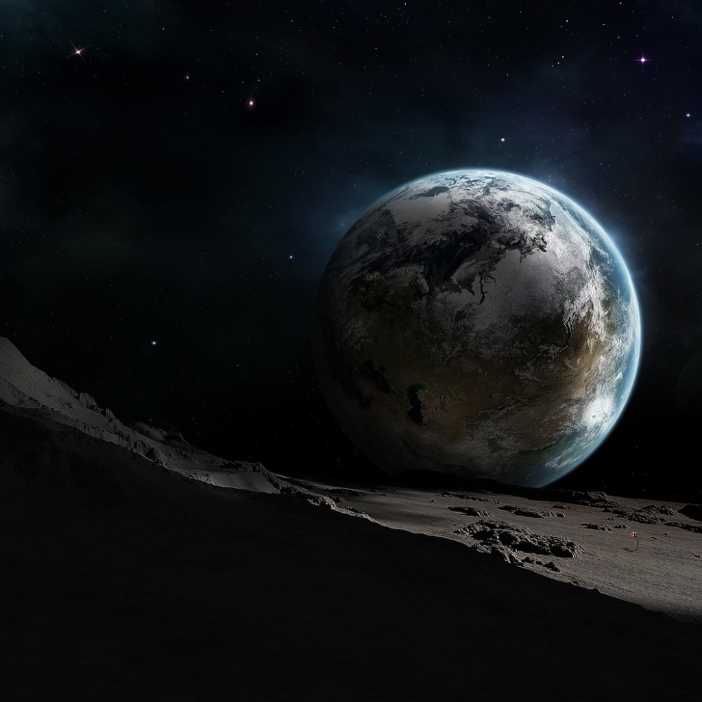 Лунный вид на Землю