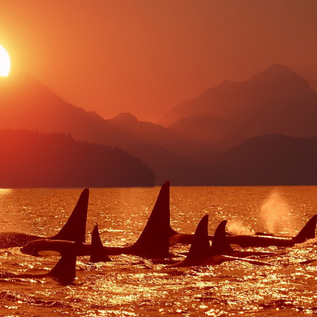 Касатки на закате