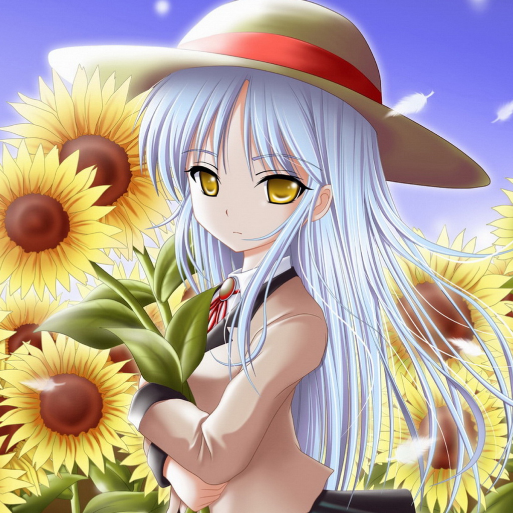 Девочка среди подсолнухов