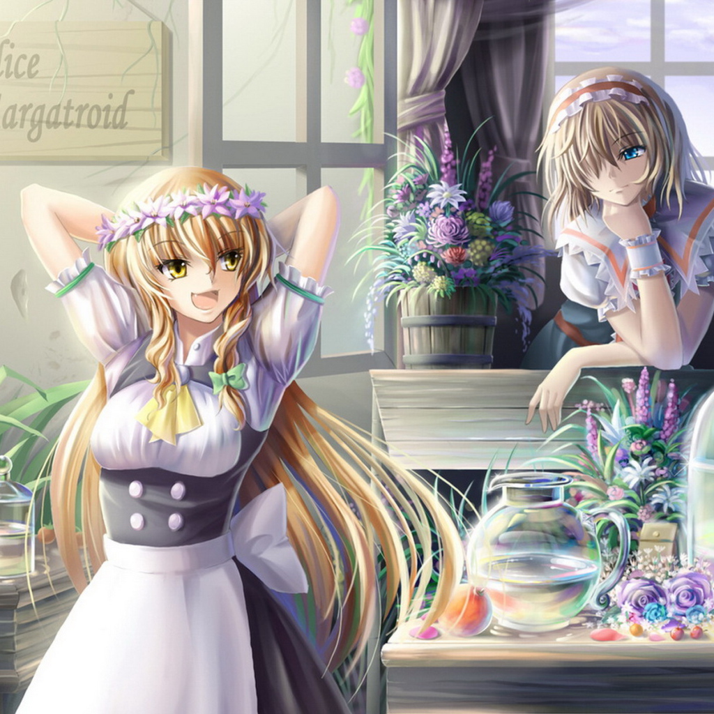 Девчонки в цветочном магазине