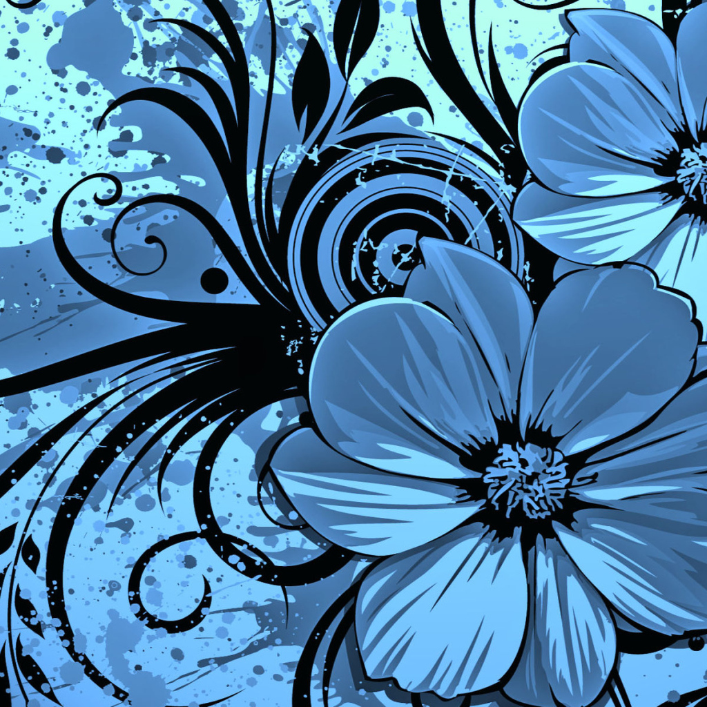 Голубые векторные цветы