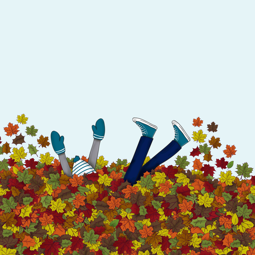 Заваленный опавшими листьями