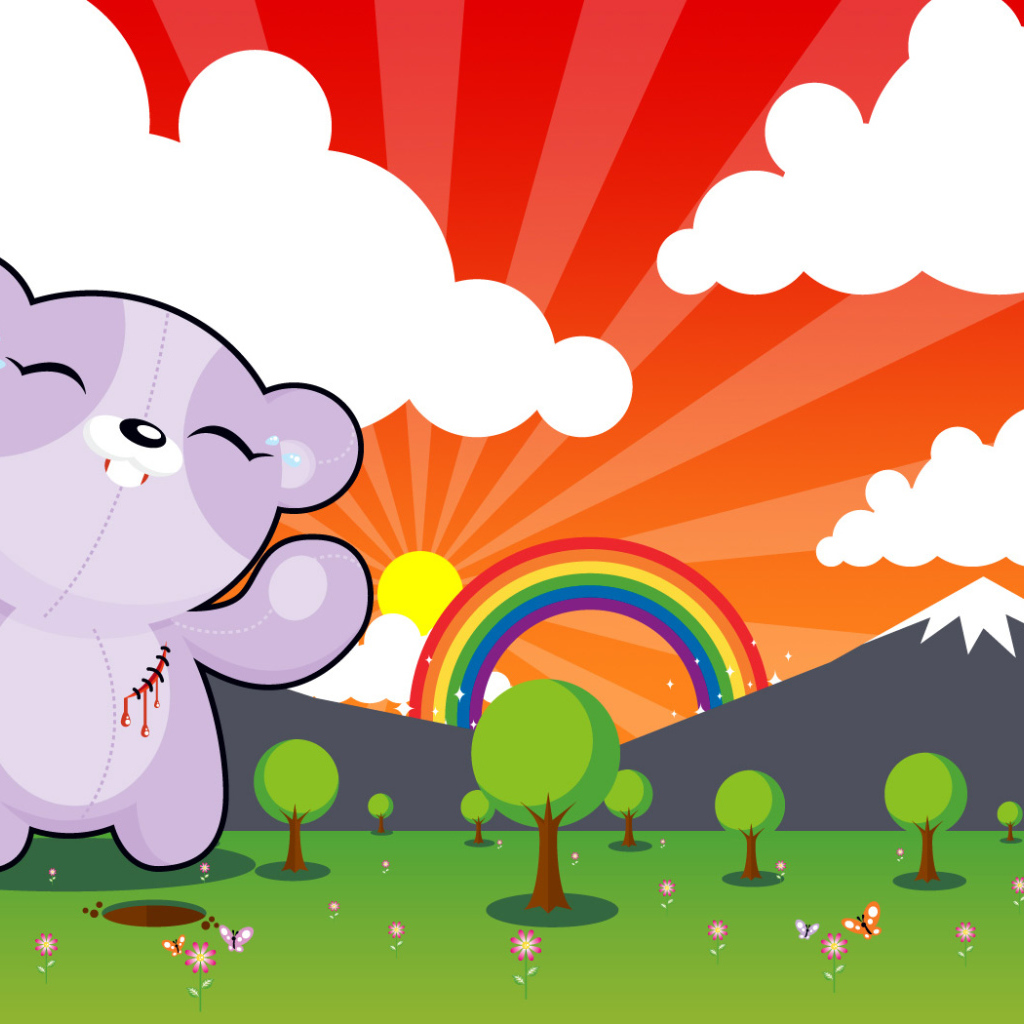 Радуга медведь деревья горы