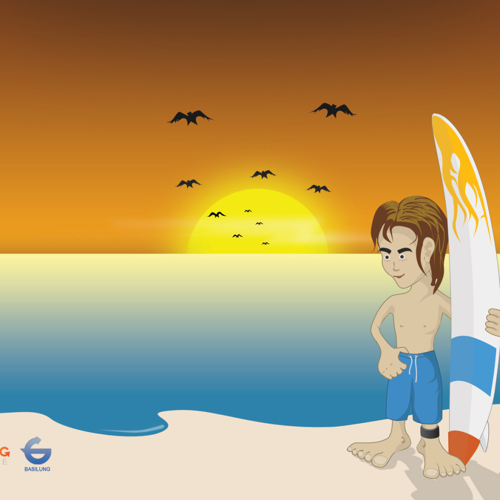 Серфер на пляже