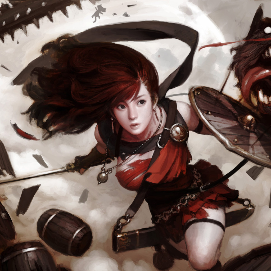 Девушка воин Битва с псами