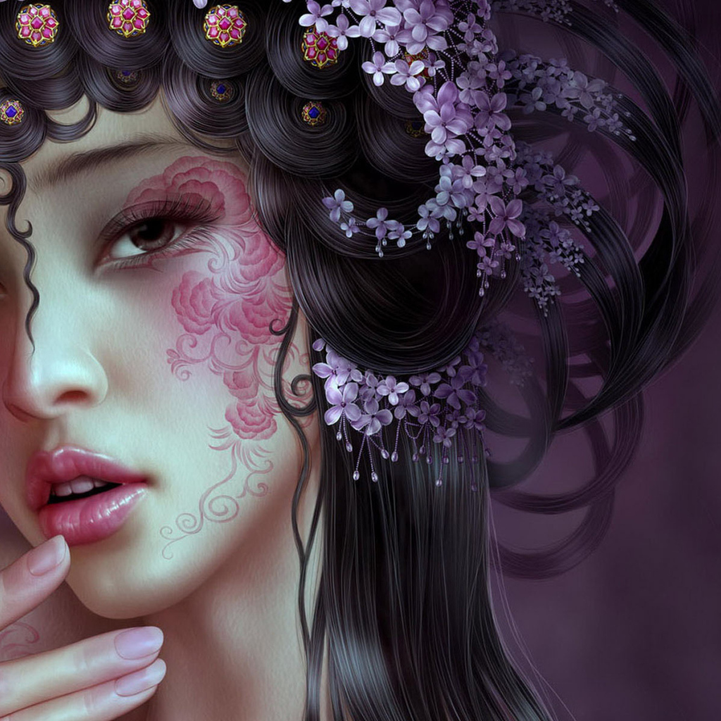 Девушка с узором на лице