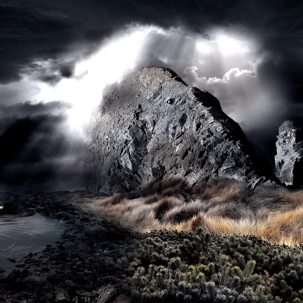 Небо, пустыня, камни