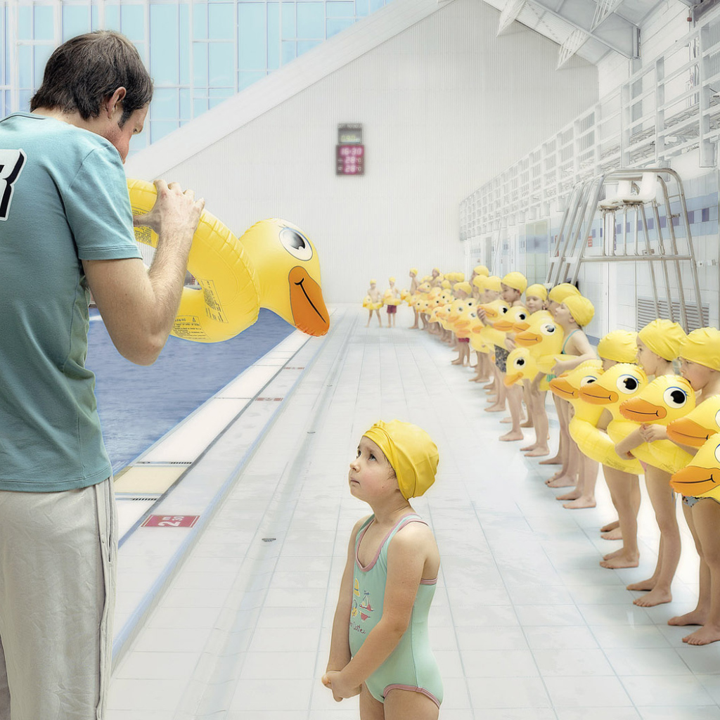 На уроке плавания