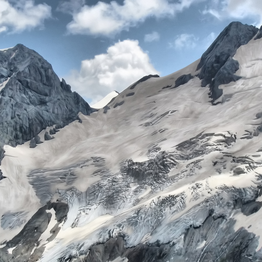 Горы, склон, снег