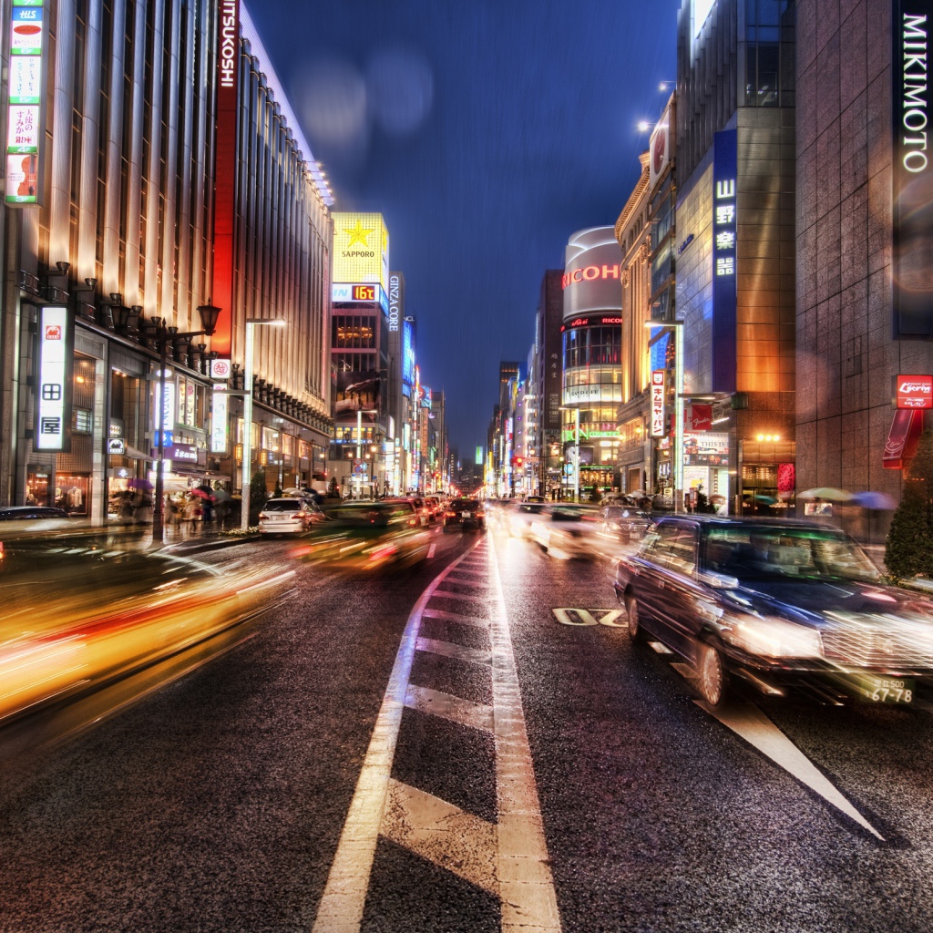 Ночная улица Гинза Япония