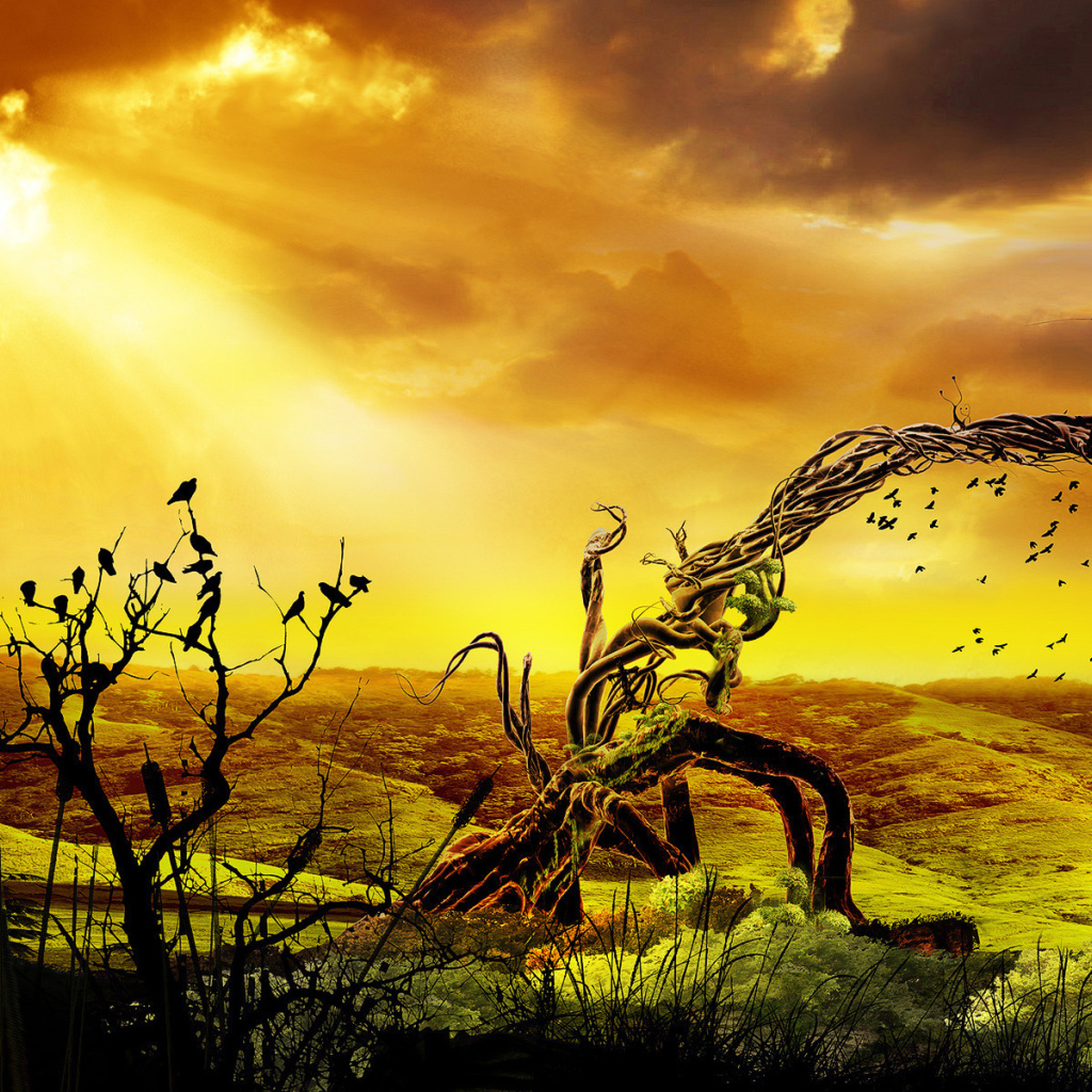 Дерево и птицы