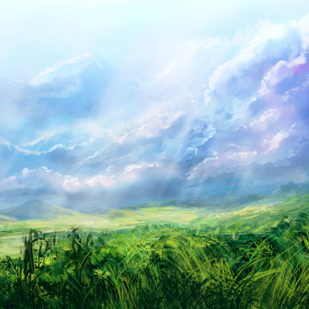 Голубое небо над лугами