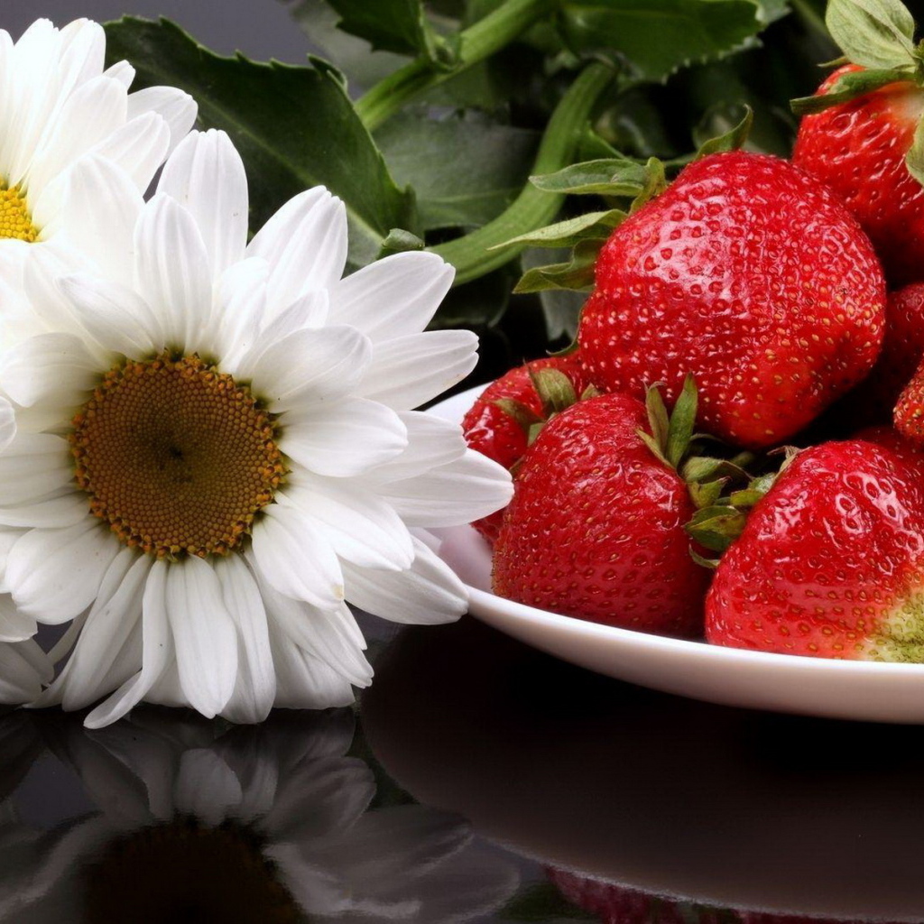 Клубника и ромашки