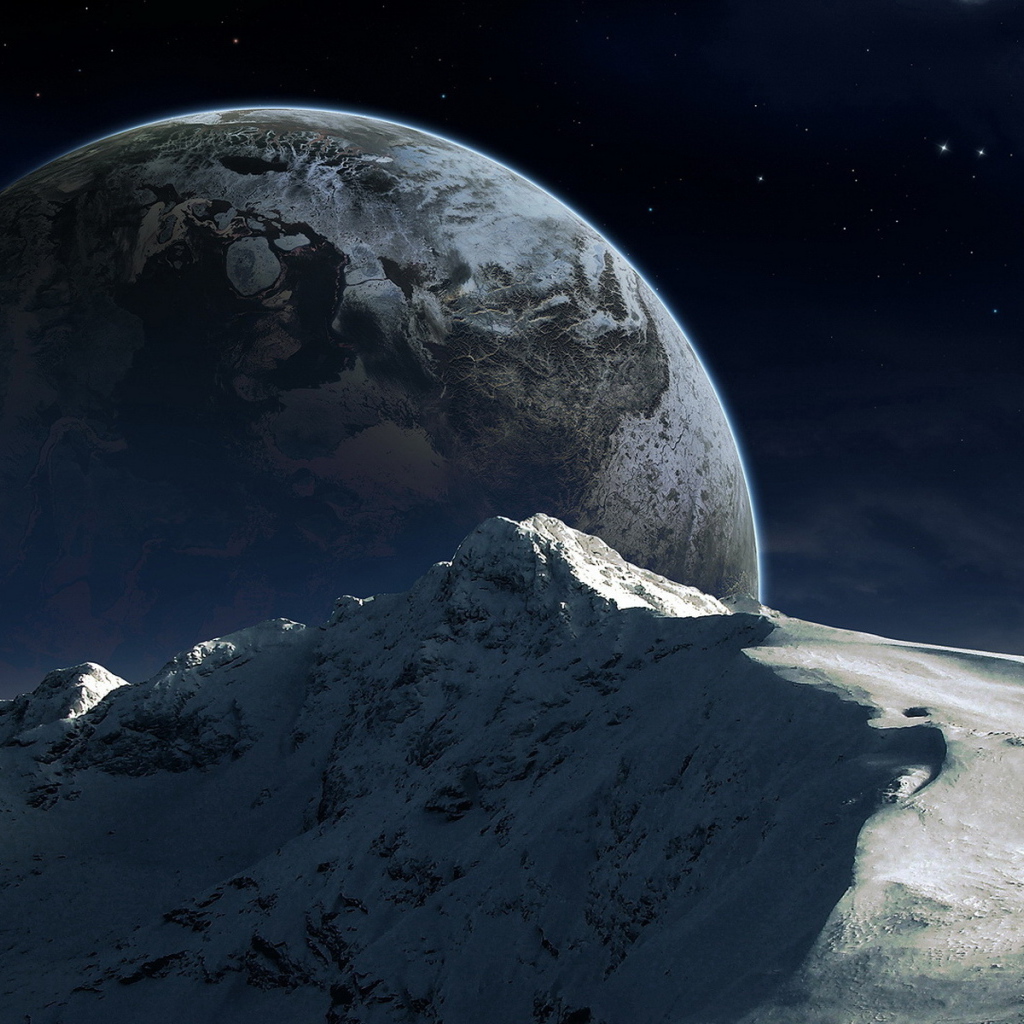 Гора на фоне планеты