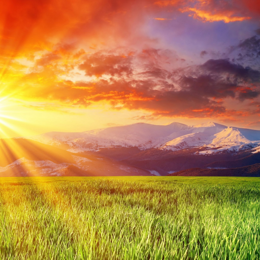 Заснеженные горы на горизонте