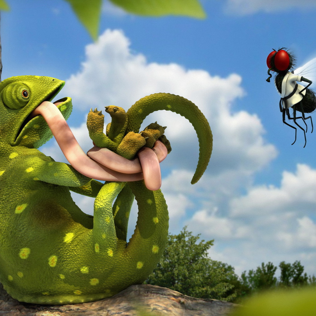 Хамелеон и муха