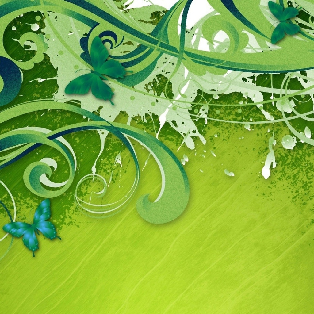 Бабочки на зеленом фоне