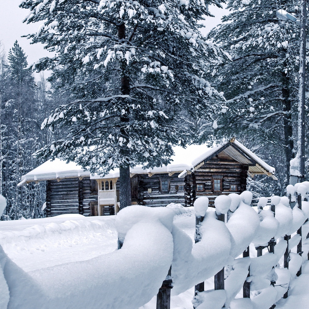 Домик в деревне зимой