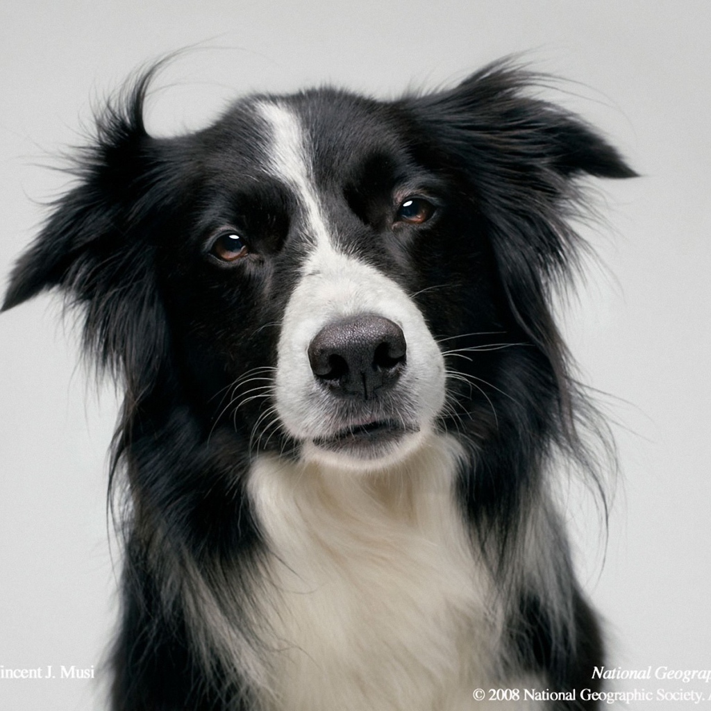 Портрет красивой бордер-колли на сером фоне