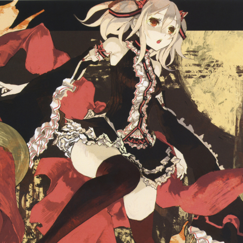 Аниме девушка в черном платье