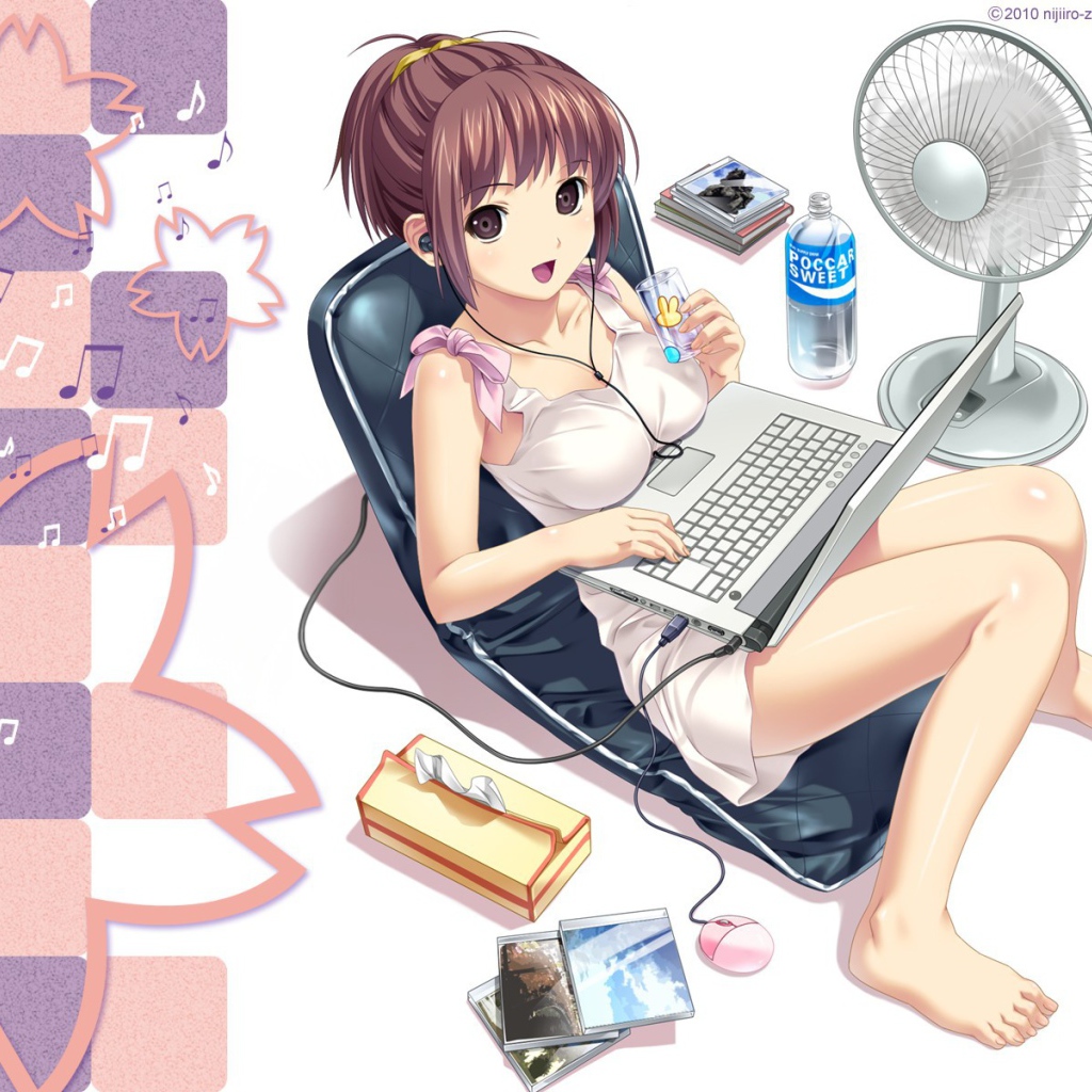 Аниме девочка с компьютером