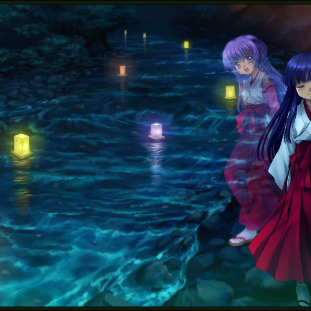 Фонарики плывут по реке