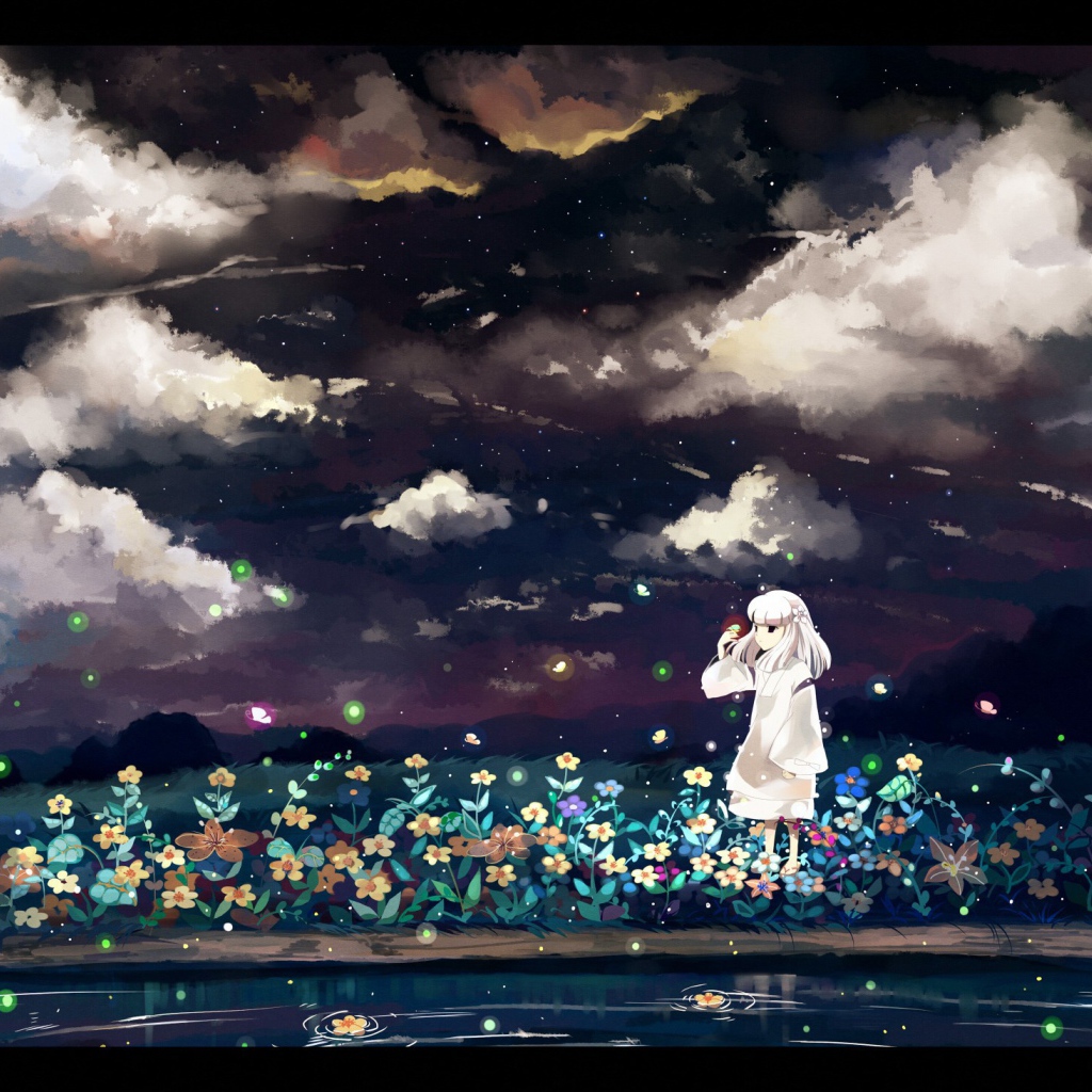 Девочка кидает цветы в воду