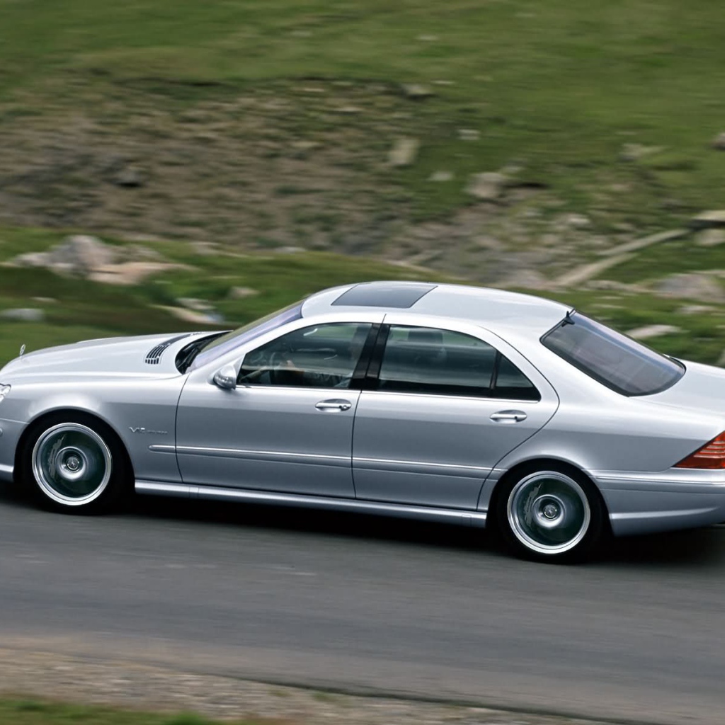 Серый Mercedes-Benz S65 AMG на дороге