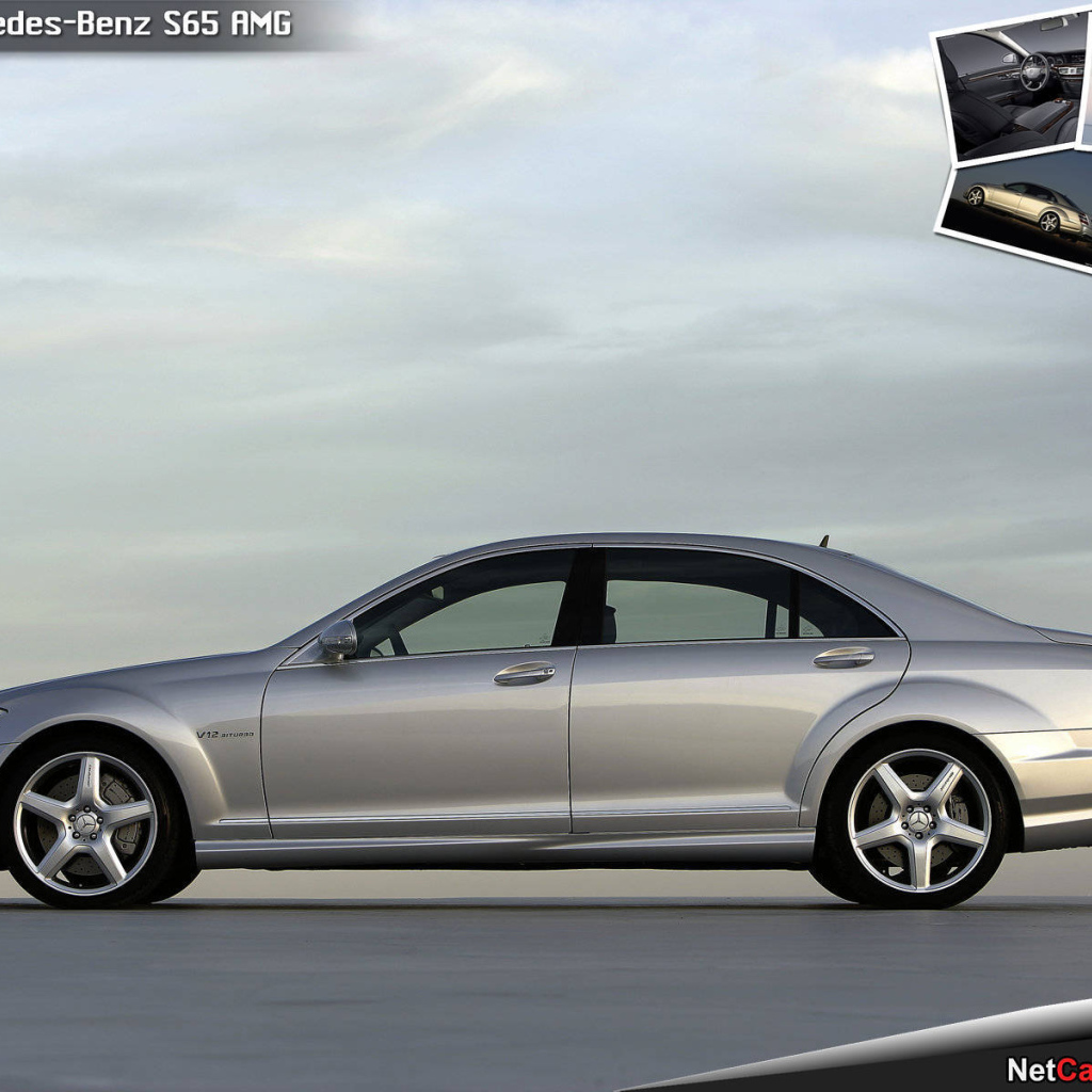 Серебряный Mercedes-Benz S65 AMG со стороны