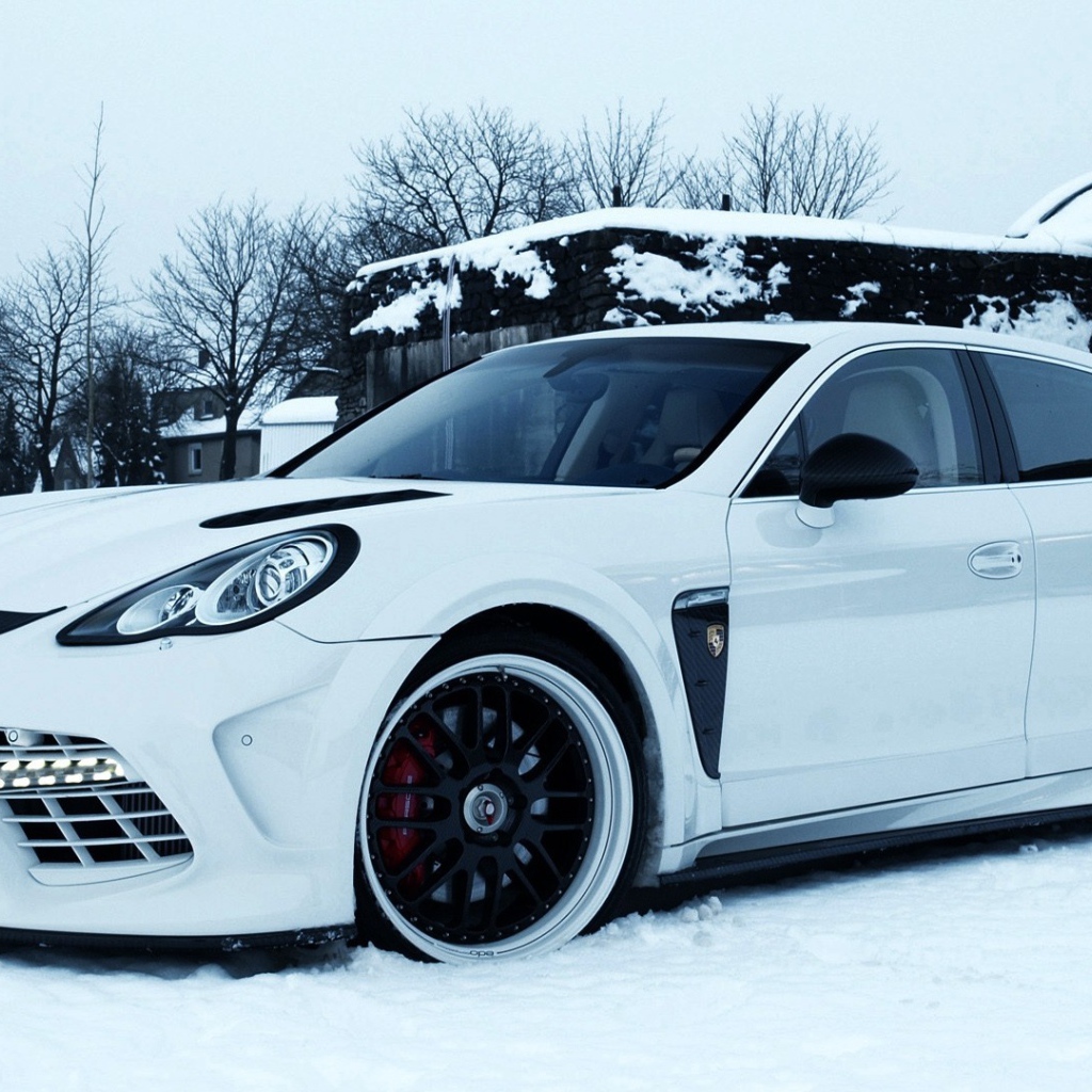 Порш Панамера на снегу