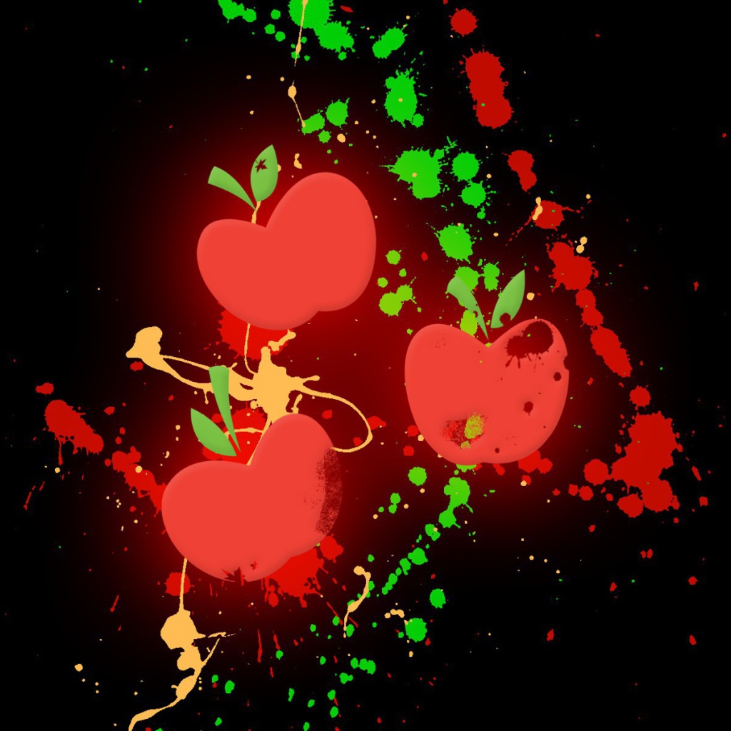 Три яблока на черном фоне