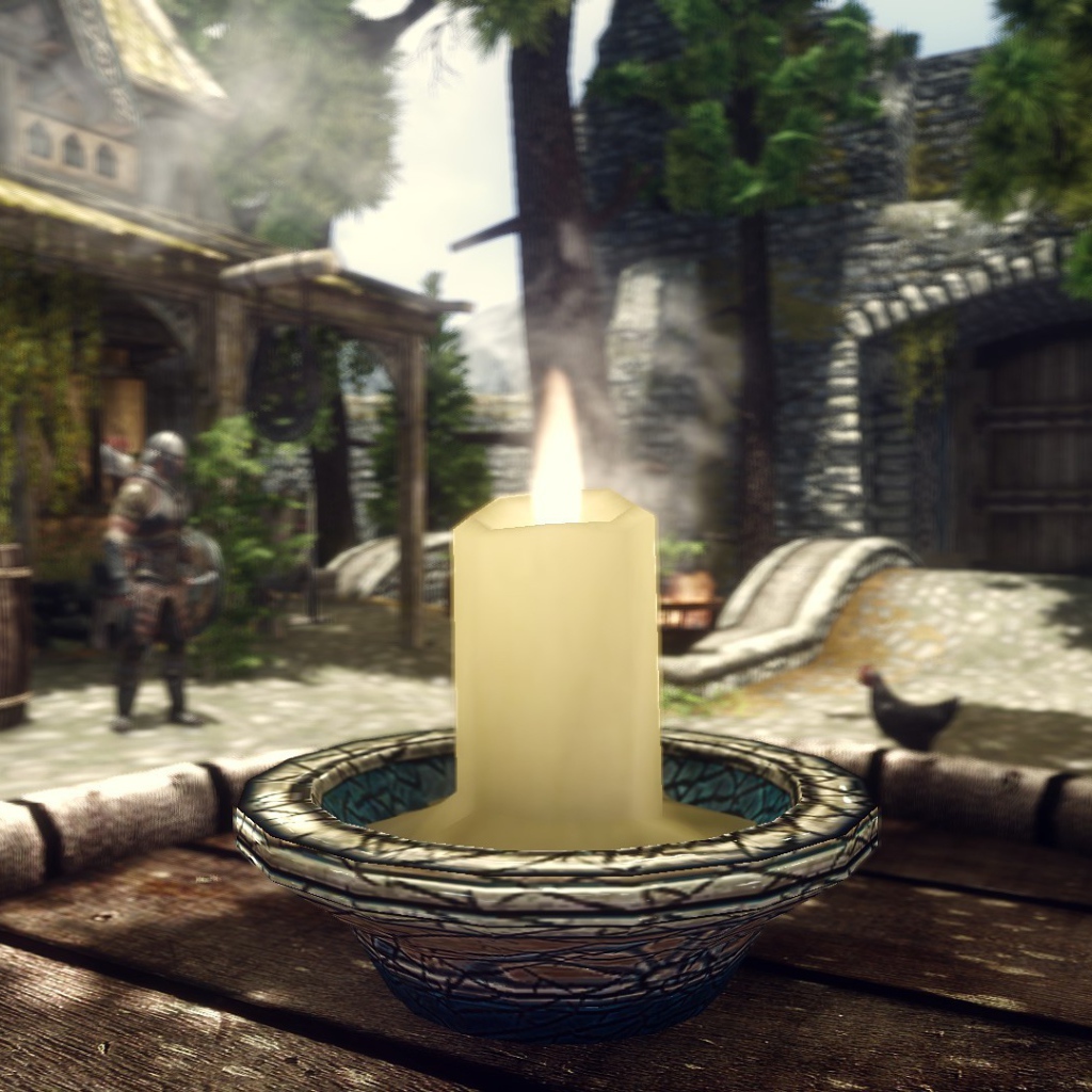 Горящая свеча на бочке