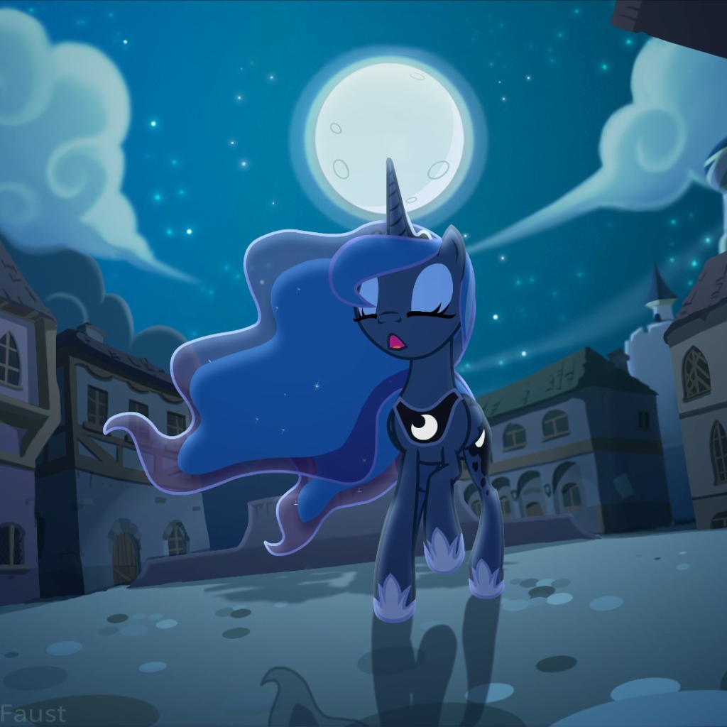 Маленькая пони в ночном городе