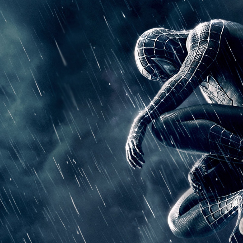 Человек паук под дождем