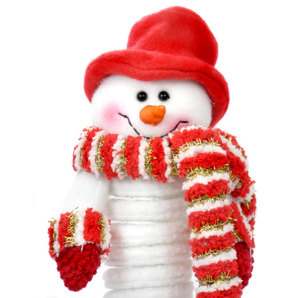 A happy snowman on a white background on Christmas