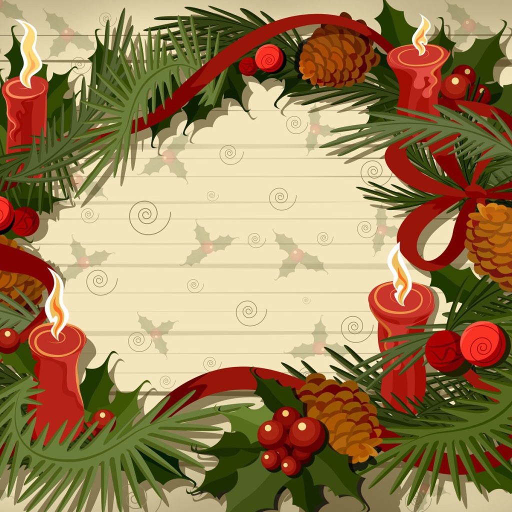 Нарисованный венок на рождество