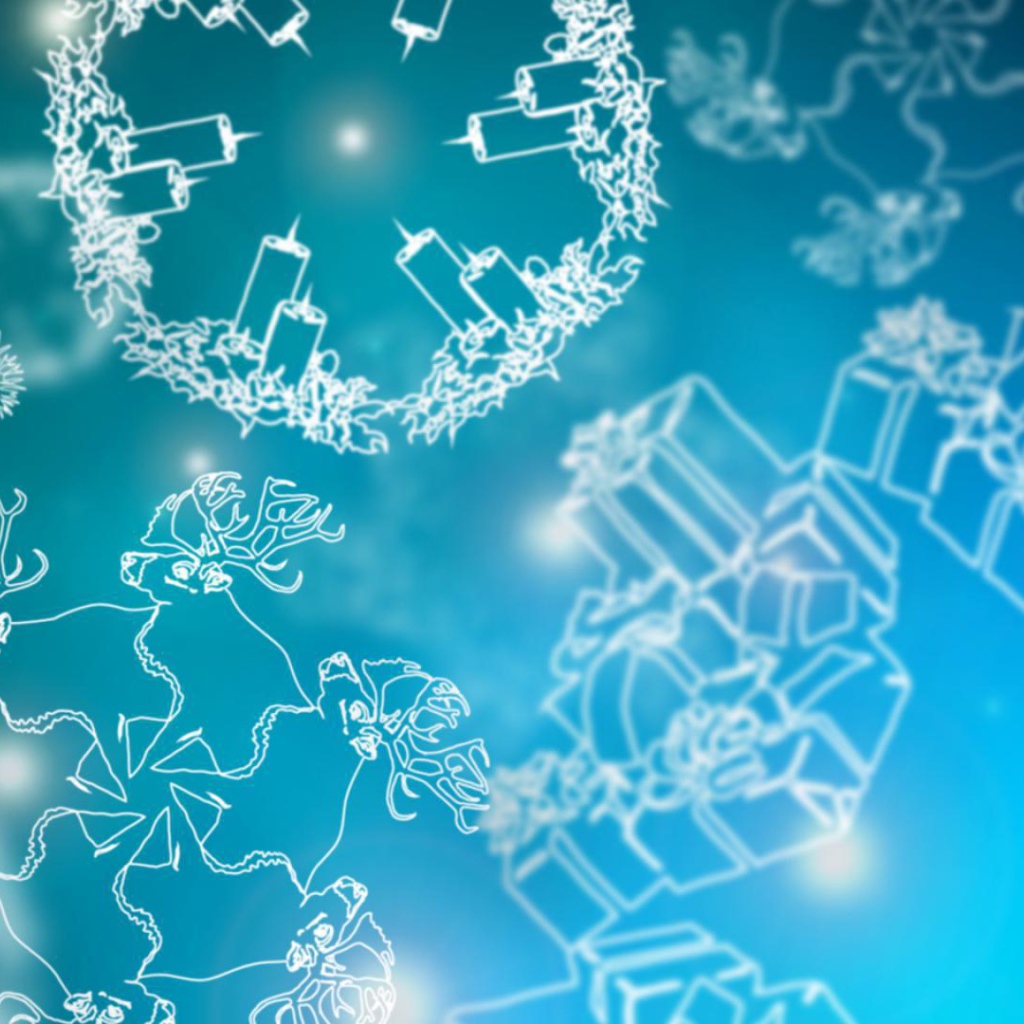 Картинка в голубо-белых тонах на рождество