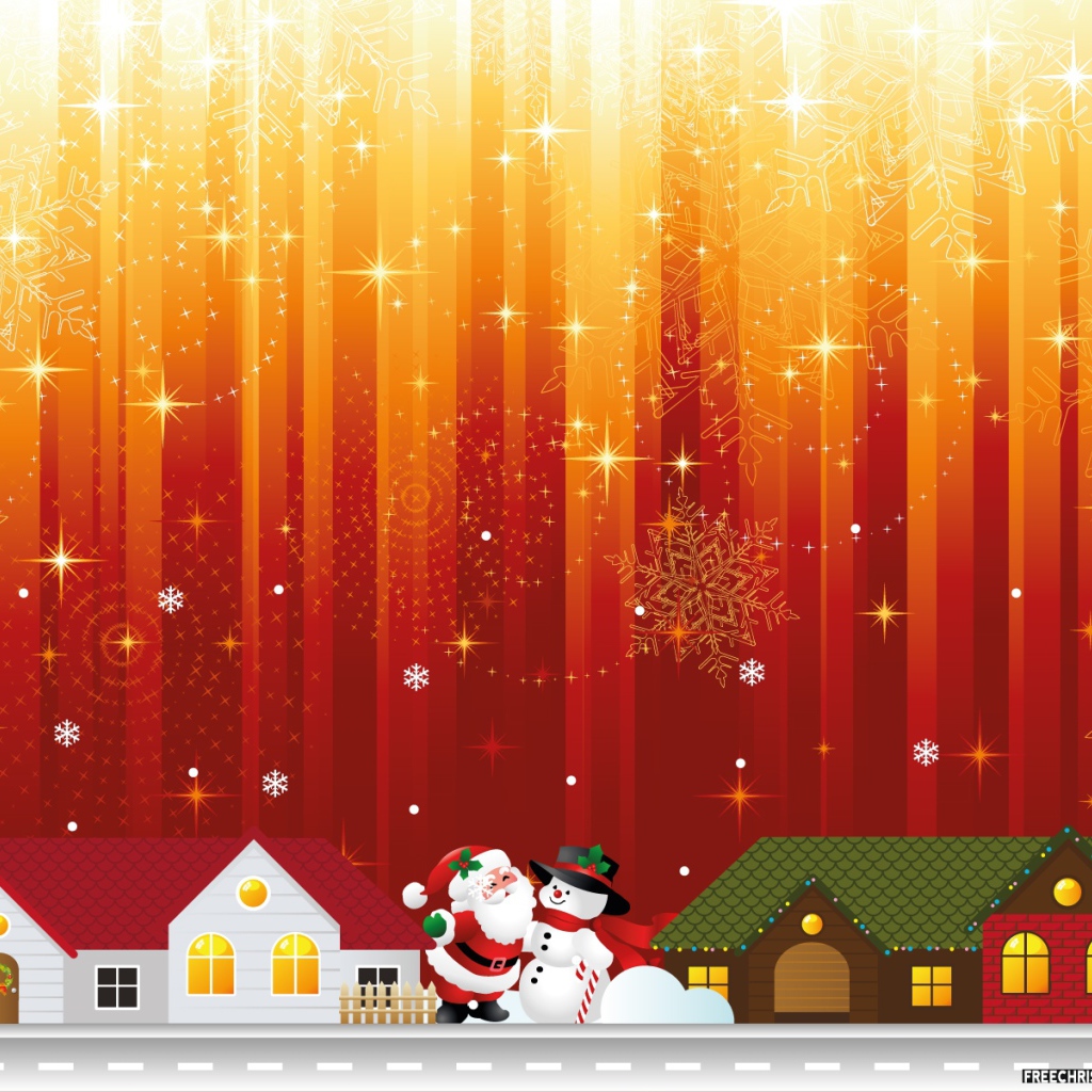 Дед Мороз и снеговик обнимаются на рождество