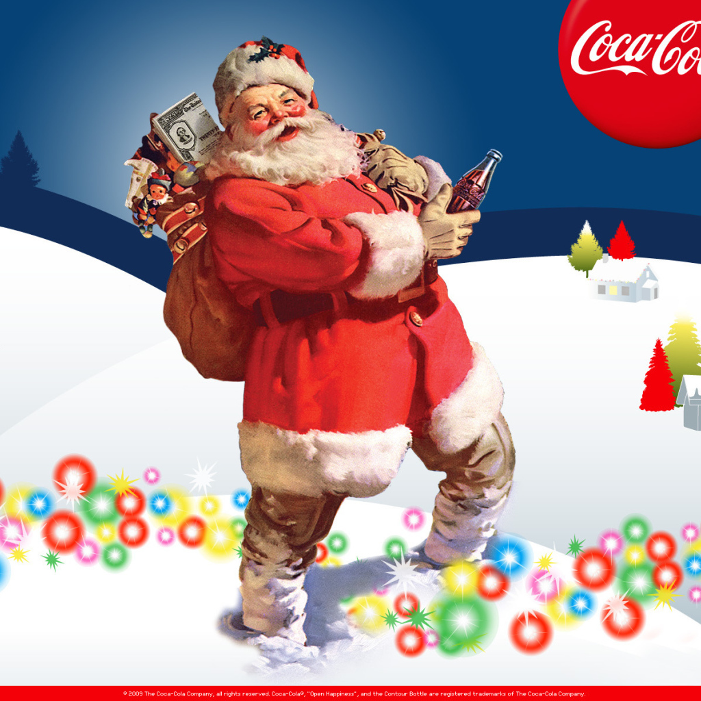 Дед Мороз с Кока-Колой на рождество