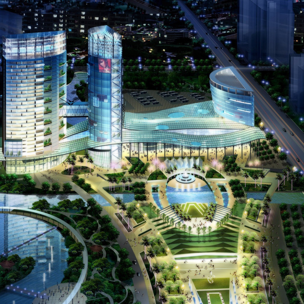 Архитектурный ансамбль с небоскребом