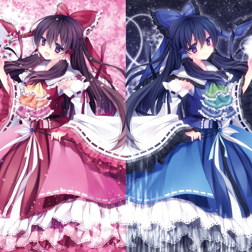 Девочки в розовом и синем платье