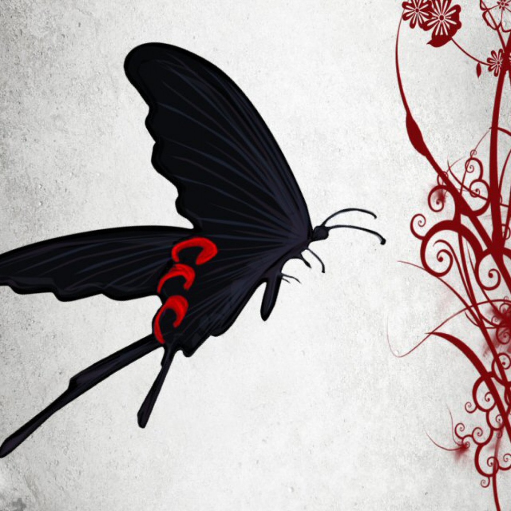 Абстракция с черной бабочкой
