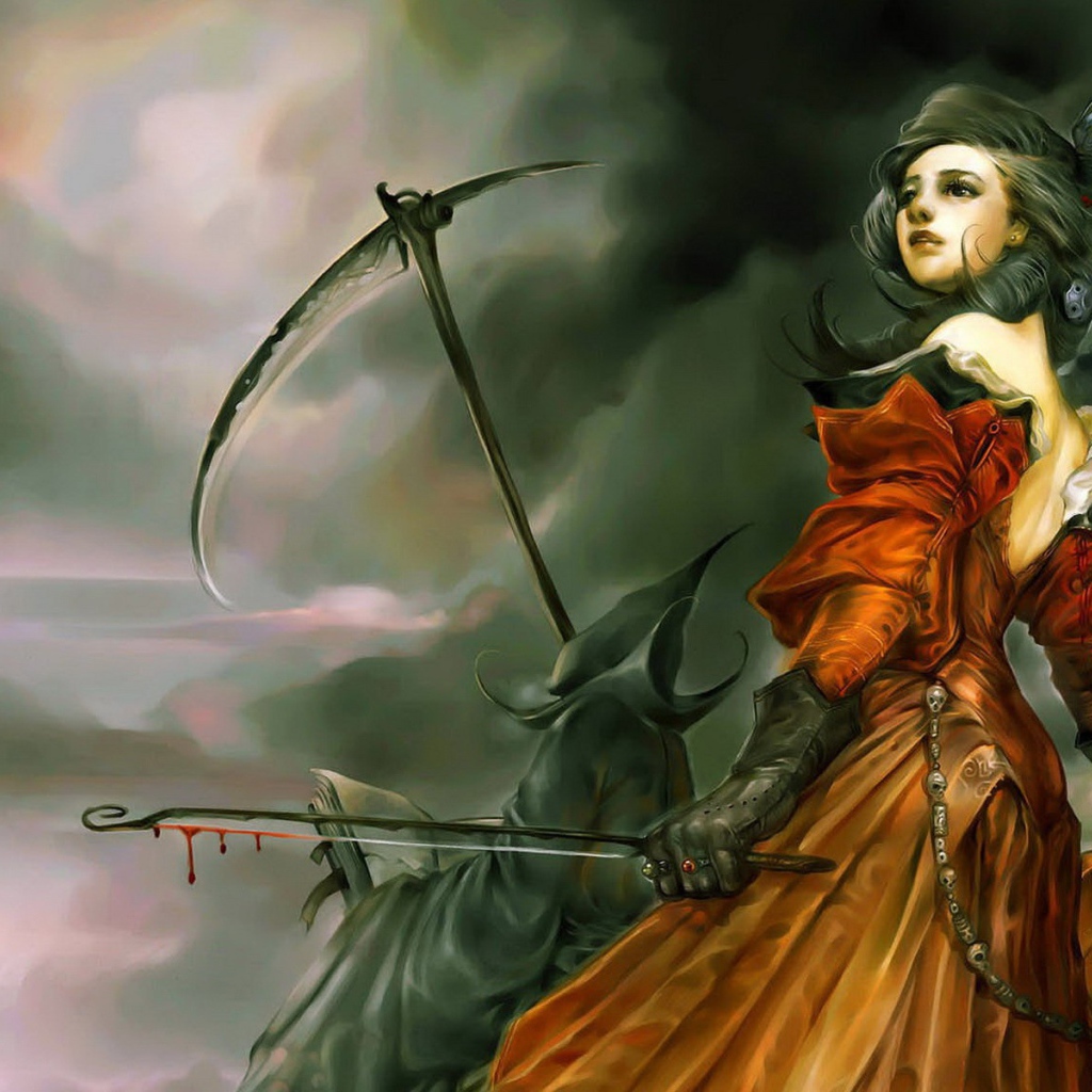 Смерть с косой и девушка со скрипкой