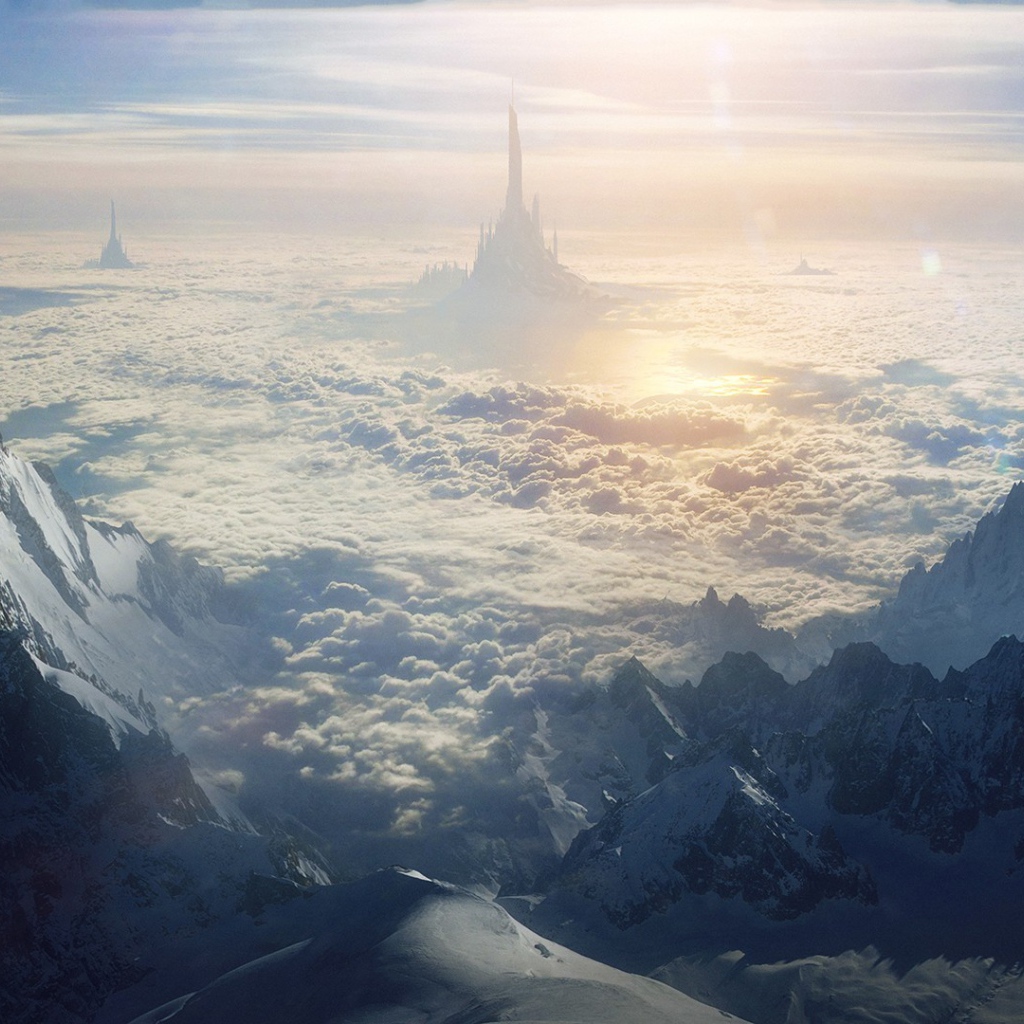 Фантастический пейзаж с облаками