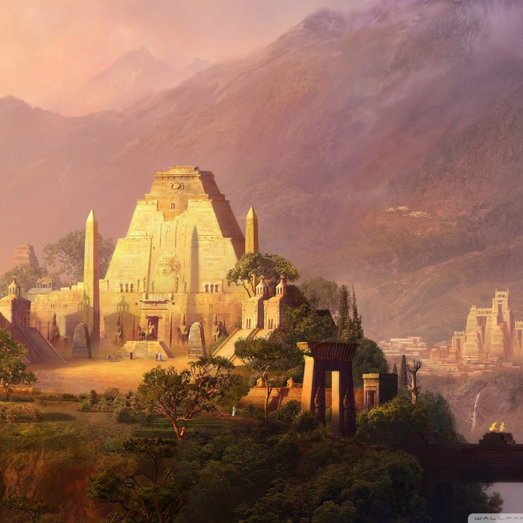Фантастический пейзаж с храмами