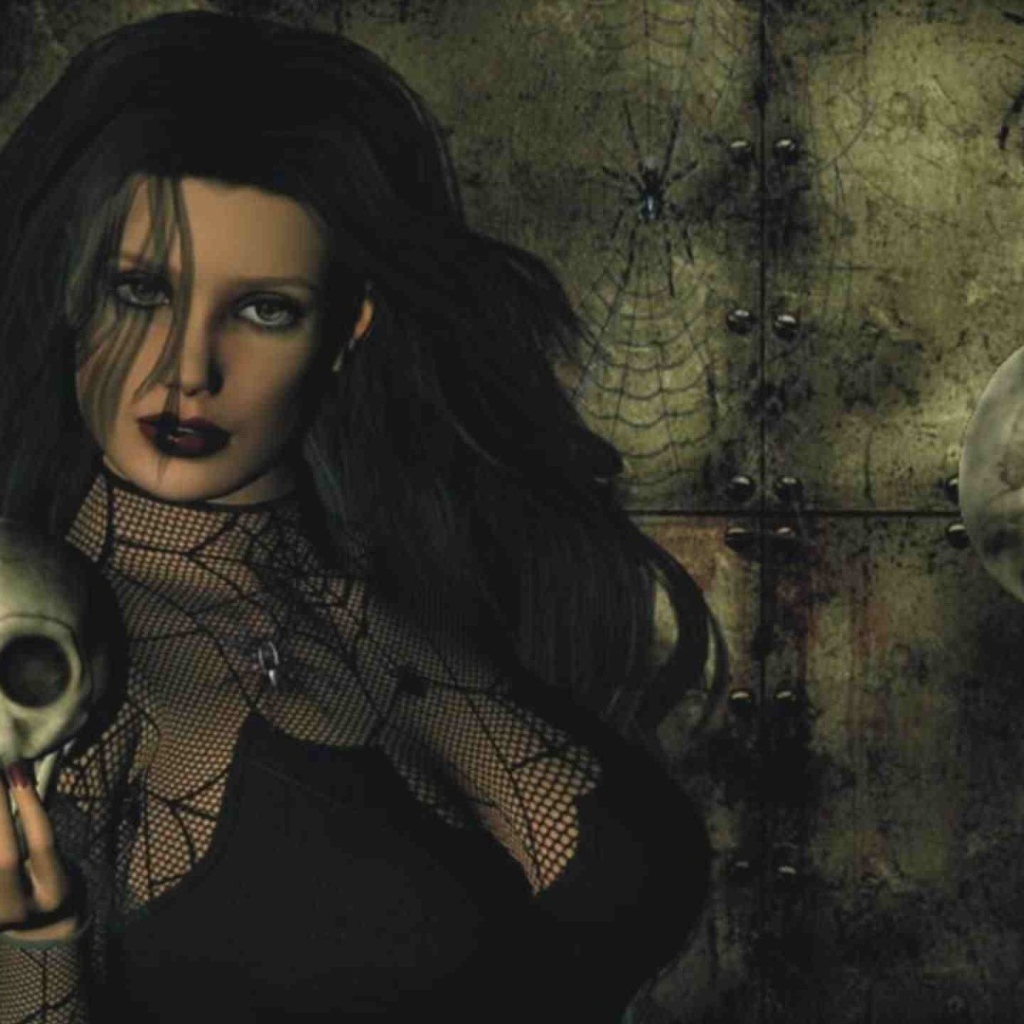 Девушка с черепом